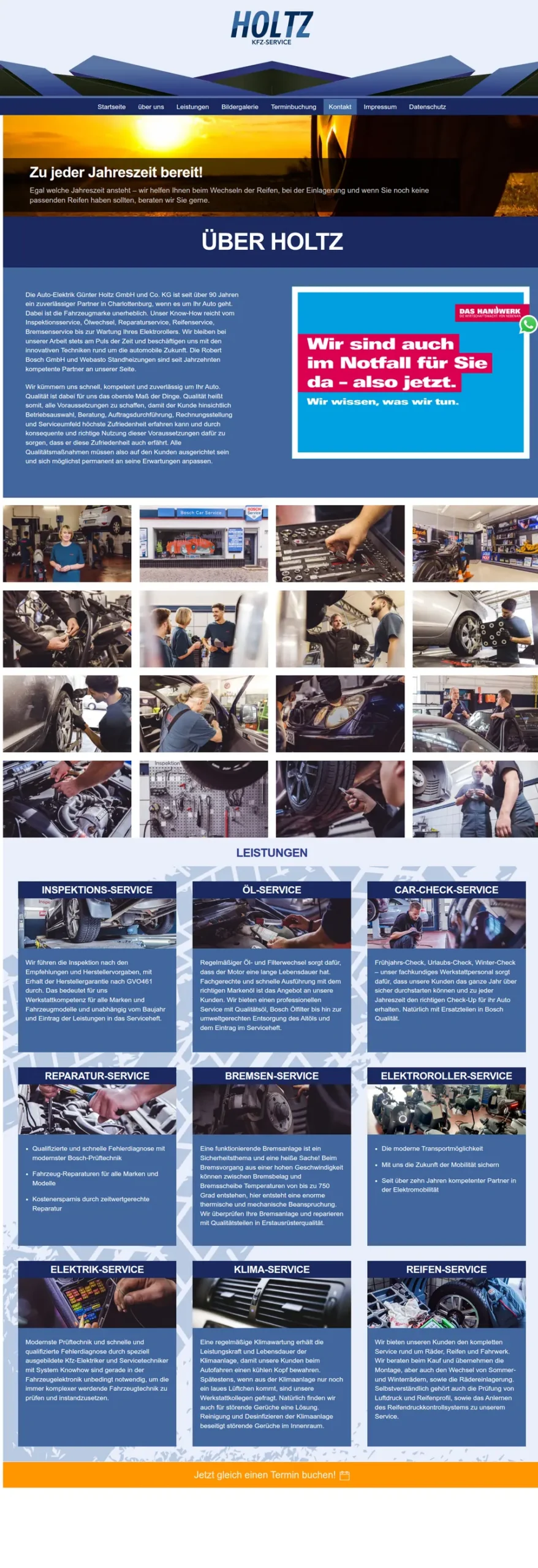 Startseite von Holtz Kfz-Service, Ausschnitt